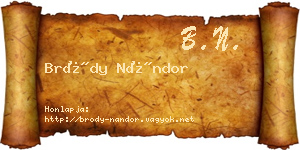 Bródy Nándor névjegykártya