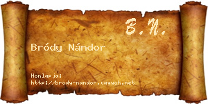 Bródy Nándor névjegykártya